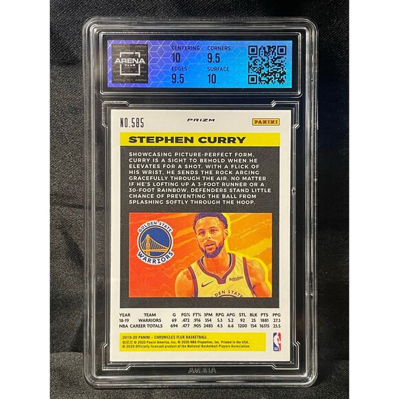 2019 Stephen Curry [Silver] #585 Panini Chronicles ArenaClub Graded GEM MINT 10 - Picture 3 of 4